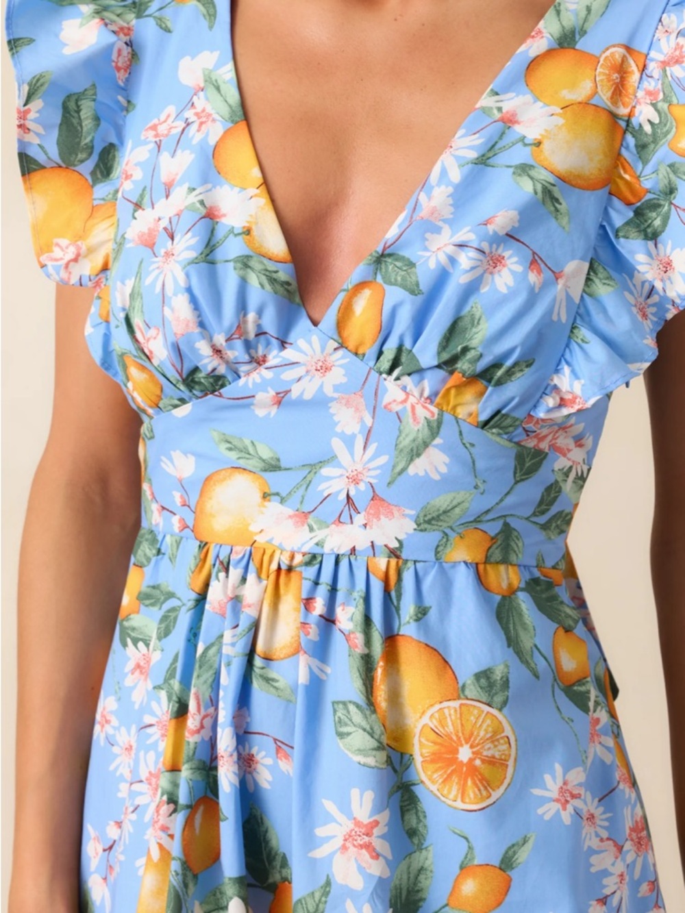 NWT SUNSHINE STATE OF MIND BLUE COTTON LEMON PRINT MAXI DRESS - Picture 4 of 4